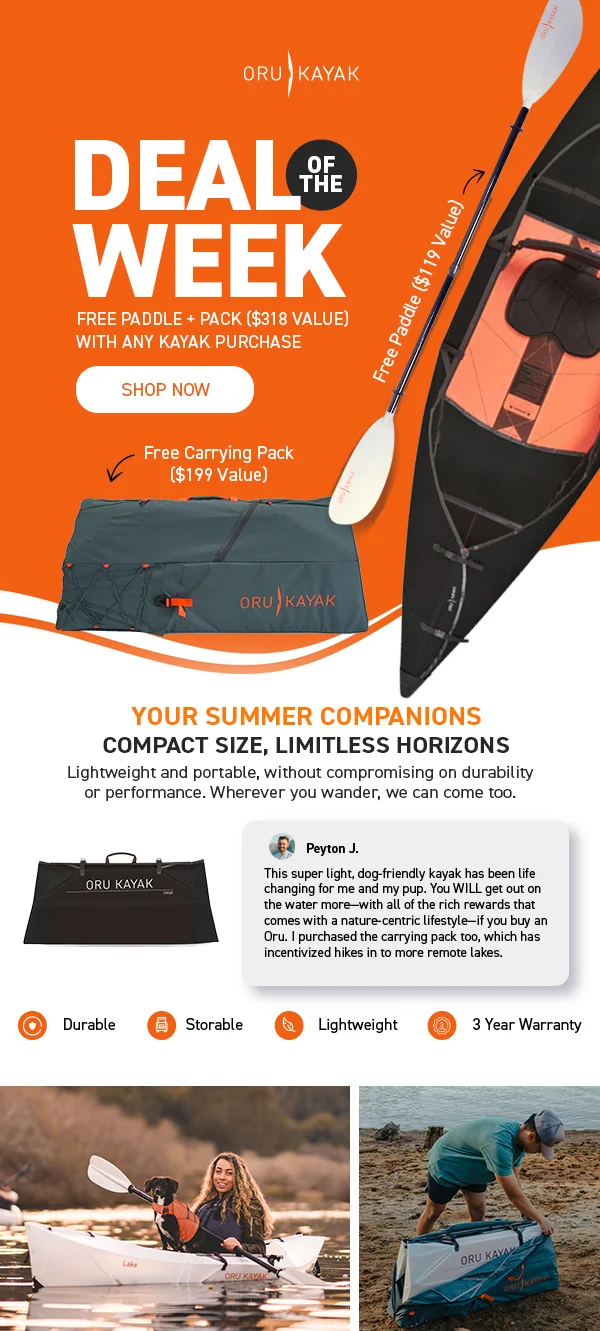 NEW DEAL OF THE WEEK! FREE PADDLE & PACK ($318 value) NEW DEAL OF THE WEEK! FREE PADDLE & PACK ($318 value)