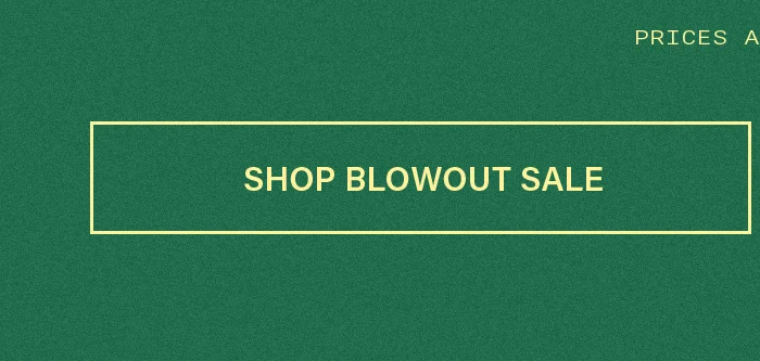 Dark green textured banner features a yellow 'SHOP BLOWOUT SALE' button. Click for massive savings and discounted product prices.