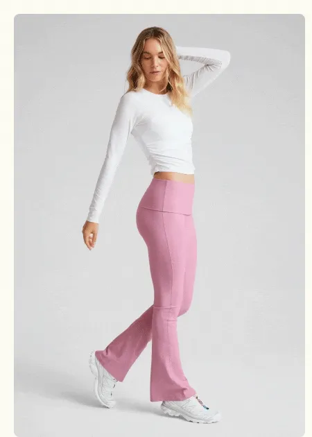 Spacedye Foldover Bootcut Pant in Pink Haze Heather