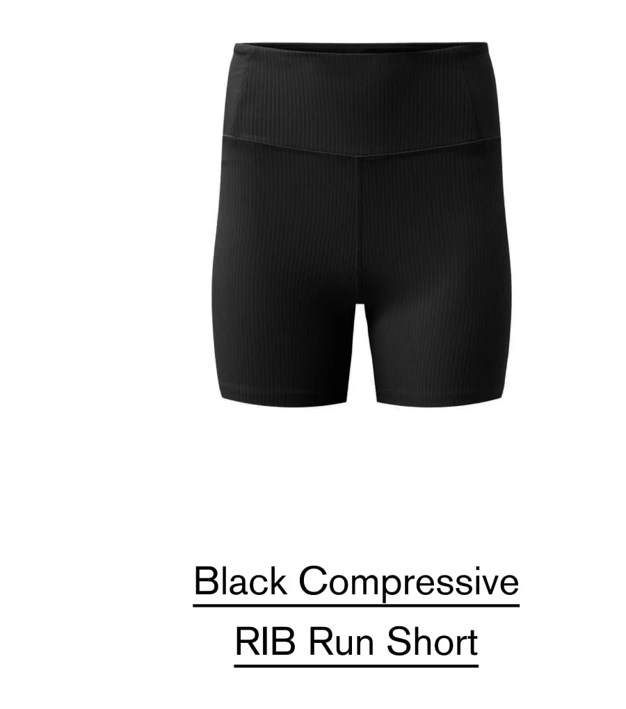 [Black Compressive RIB Run Short]