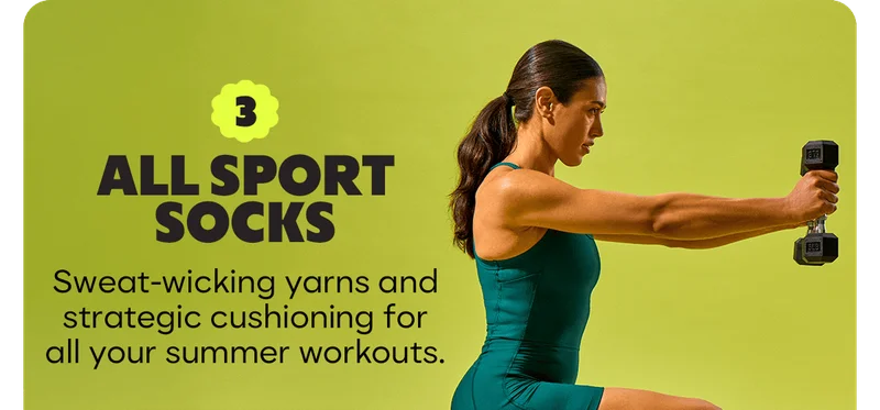 ALL SPORT SOCKS | Soft, sweat-wicking, and cushioned for all your summer workouts.