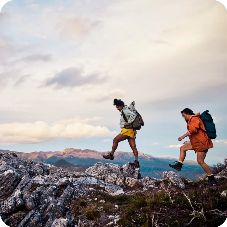 Hikers on a cliff in India