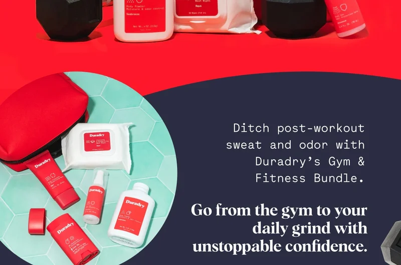 Ditch post-workout sweat and odor with Duradry’s Gym & Fitness Bundle. Go from the gym to your daily grind with unstoppable confidence.