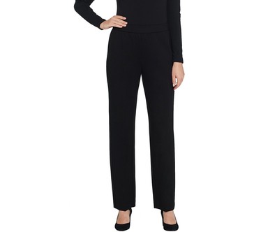 Susan Graver Petite Ponte Knit Straight-Leg Pull-On Pants