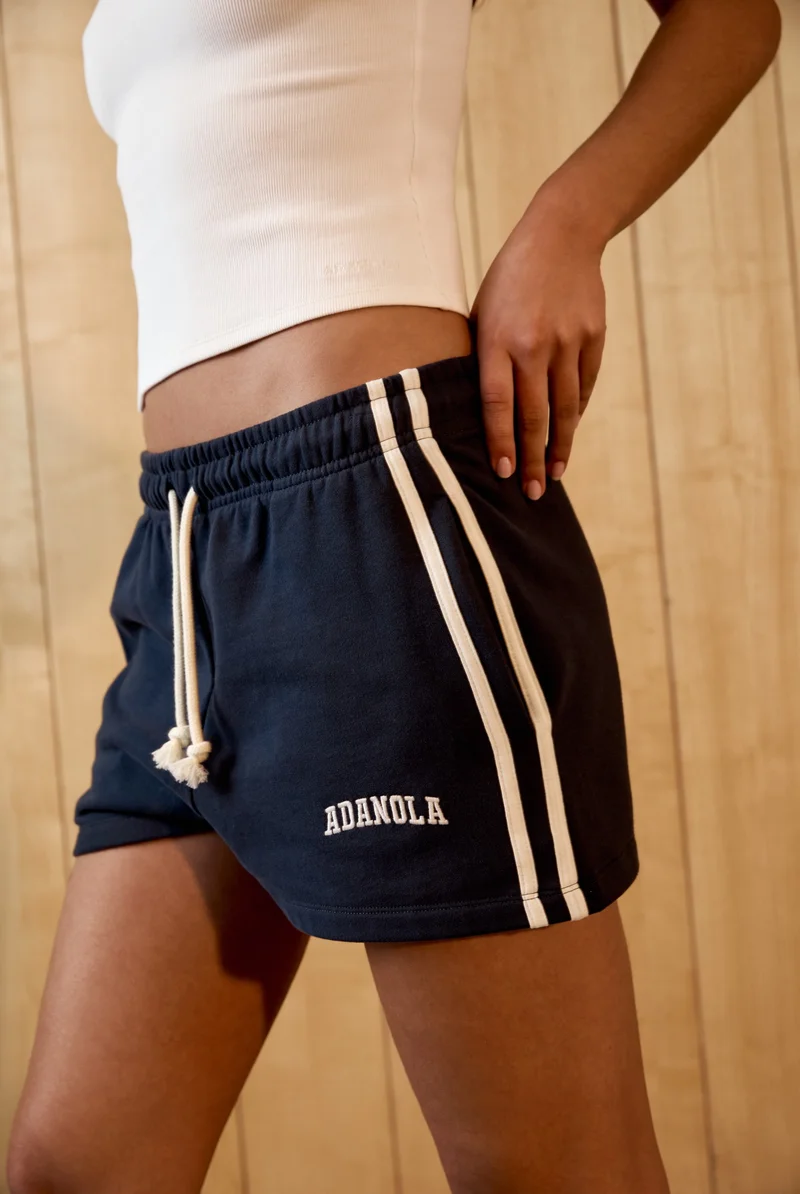 Varsity Loose Fit Sweat Shorts - Midnight Blue/Marshmallow White