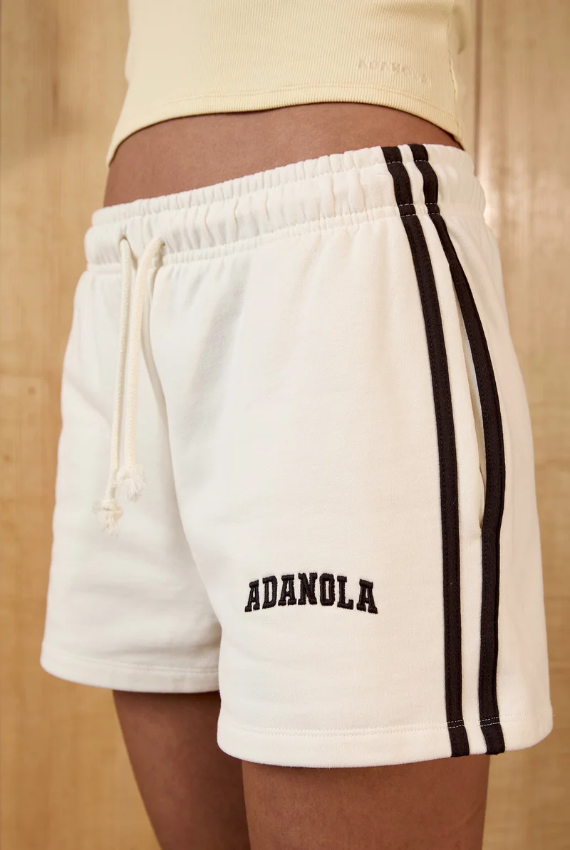 Varsity Loose Fit Sweat Shorts - Marshmallow White/Coffee Bean