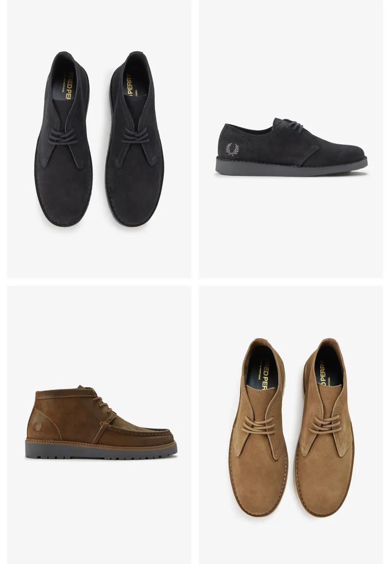 a selection of suede shoes in black and brown