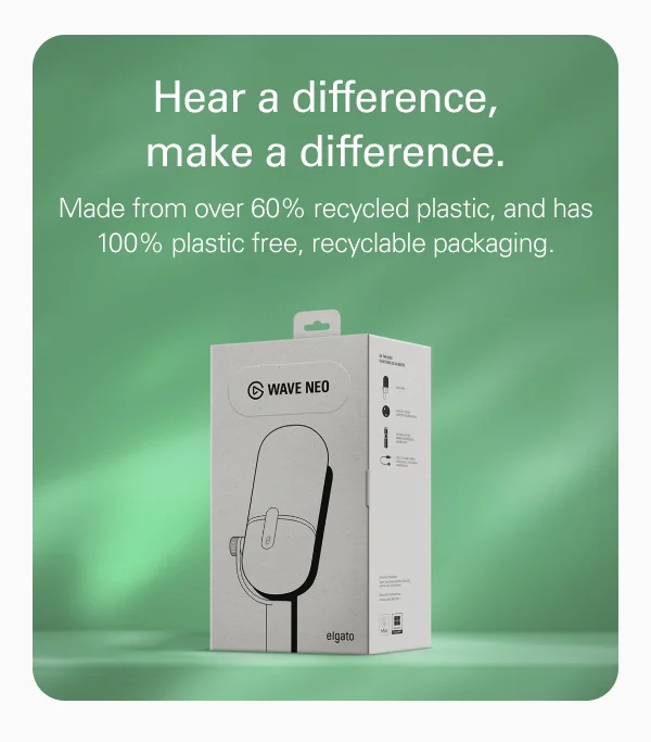Hear a difference, make a difference. Made from over 60% recycled plastic, and has 100% plastic free, recyclable packaging.