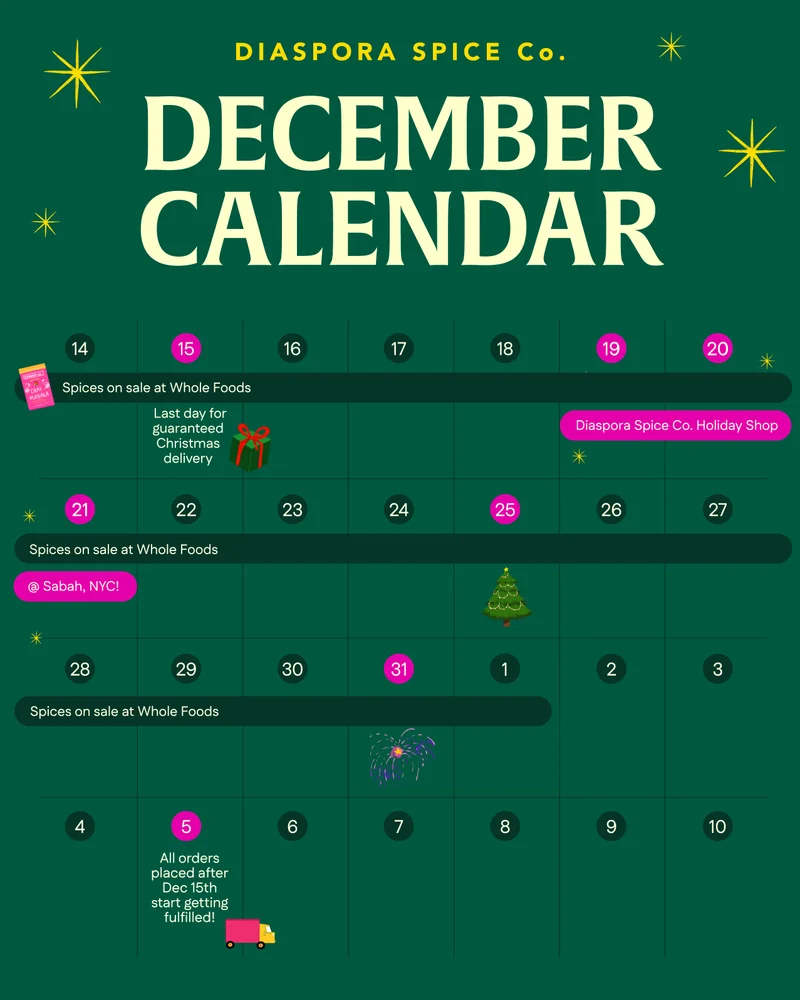 Diaspora Spice Co. December Calendar