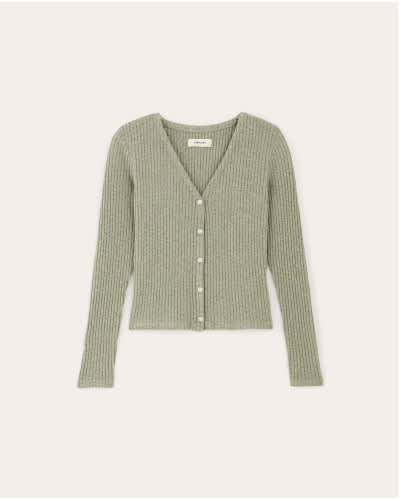[IMAGE]Rib Knit Organic Cotton Cardigan | Sage Green