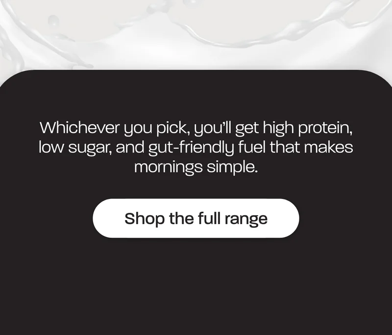 Whichever you pick, you’ll get high protein, low sugar, and gut-friendly fuel that makes mornings simple.