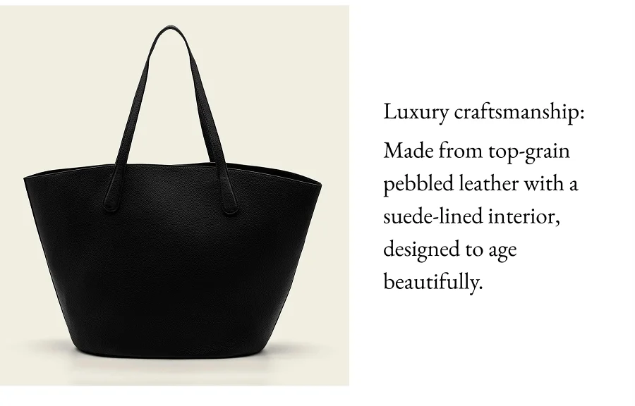 Luxury craftsmanship: Made from top-grain pebbled leather with a suede-lined interior, designed to age beautifully.