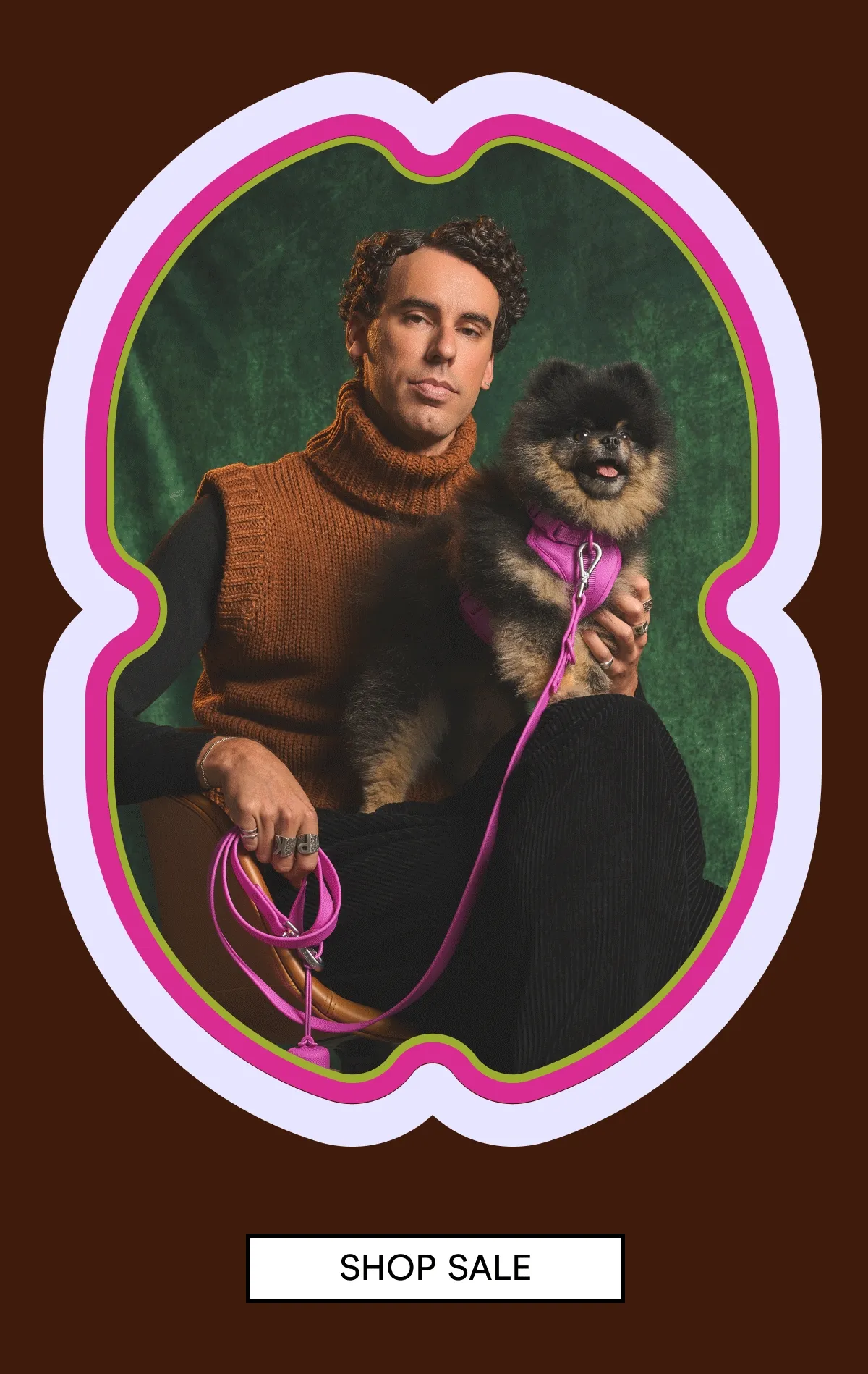 pictures of people with their dogs in holiday attire. SHOP SALE