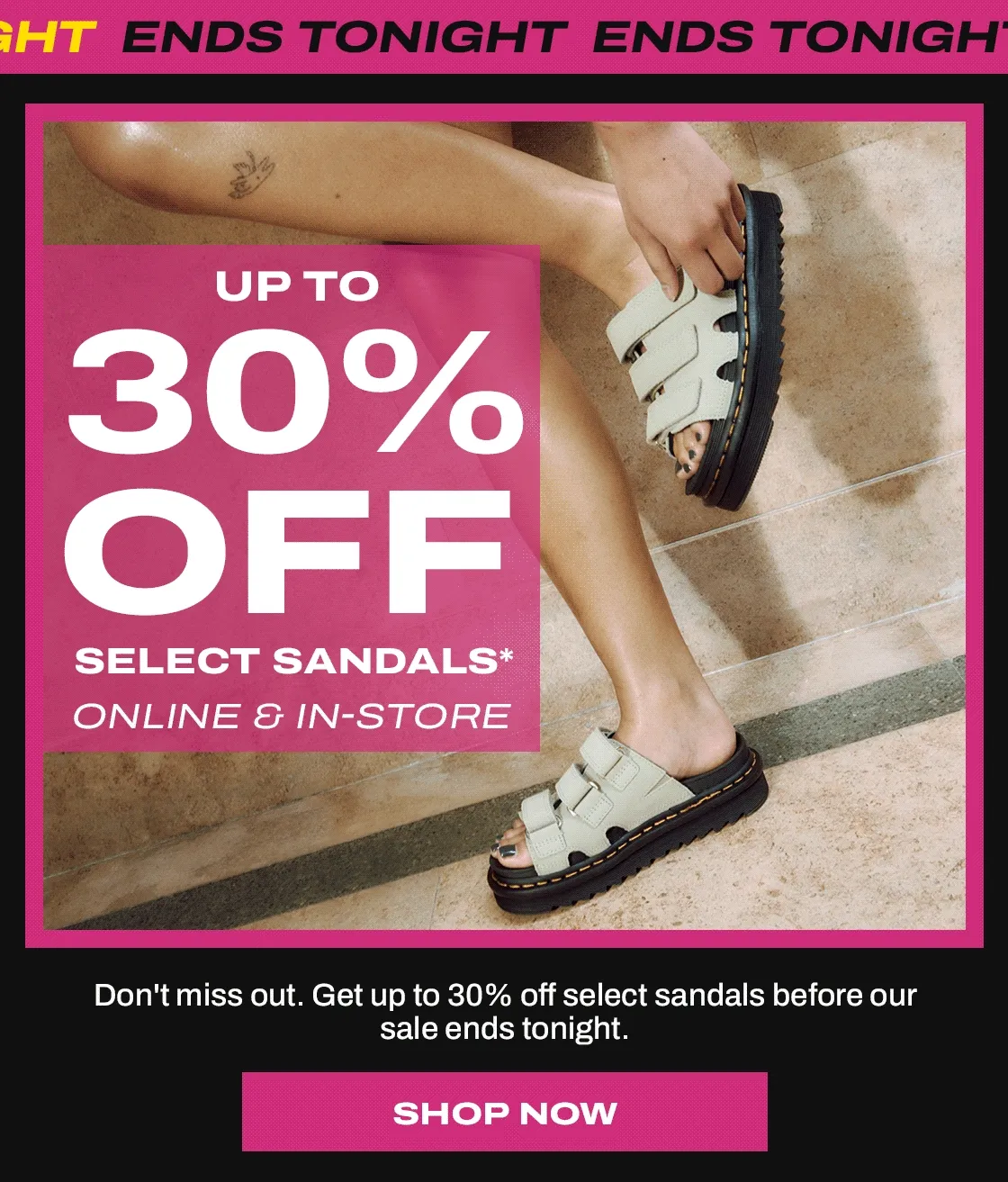 Shop sandals up to 30% off