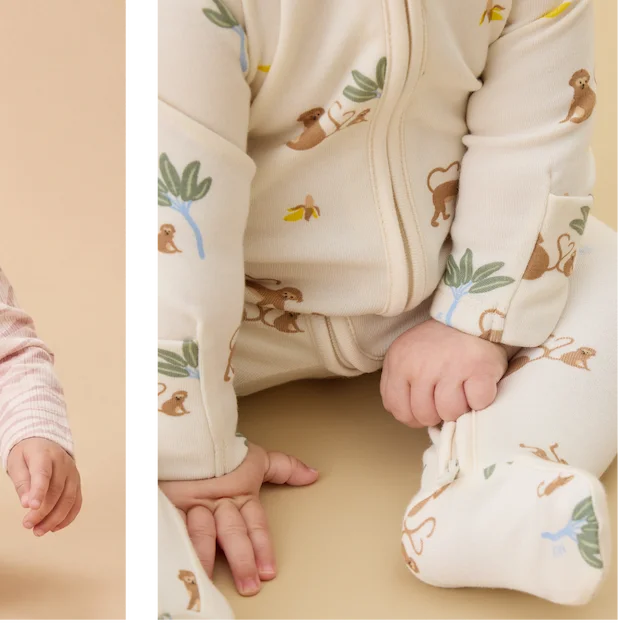 Monkeys Clever Zip Baby Pajamas