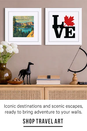 Iconic destinations and scenic escapes, ready to bring adventure to your walls. - Shop Travel Art