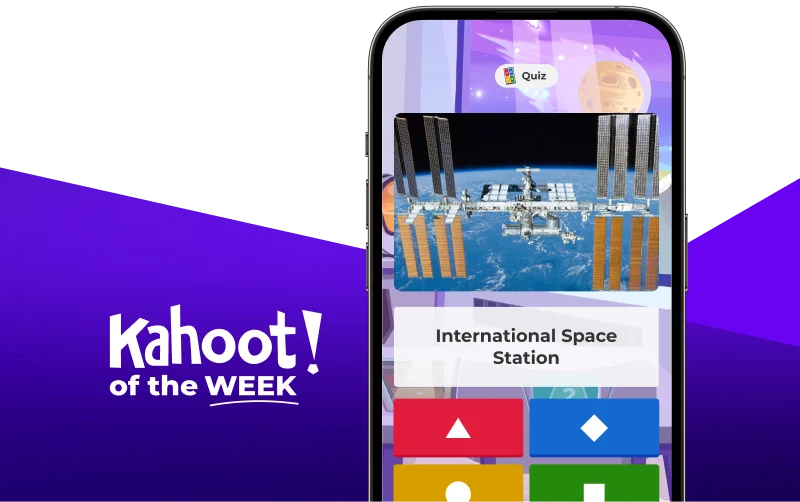 Smartphone displaying a kahoot entitled ''International Space Station''