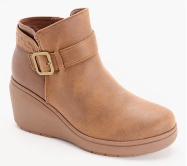 Skechers Bobs Gala Vegan Leather Wedge Zipper Boots -In High Demand
