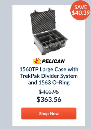 Pelican 1560TP Large Case with TrekPak Divider System and 1563 O-Ring, Black