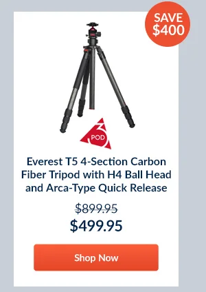 3Pod Everest T5 4-Section Carbon Fiber Tripod with H4 Ball Head and Arca-Type Quick Release
