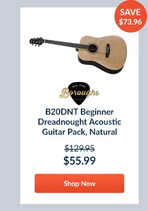 Boroughs B20DNT Beginner Dreadnought Acoustic Guitar Pack, Natural