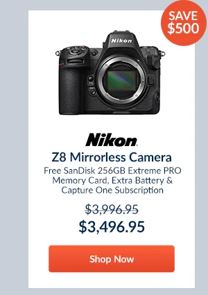 Nikon Z8 Mirrorless Camera  Includes FREE - Free SanDisk 256GB Extreme PRO Memory Card, Extra Battery & Capture One