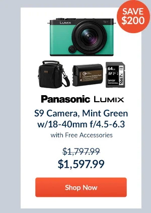 Panasonic LUMIX S9 Camera, Mint Green w/18-40mm f/4.5-6.3 Lens  with Free Accessories