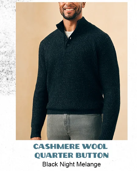 Men's Cashmere Wool Quarter Button