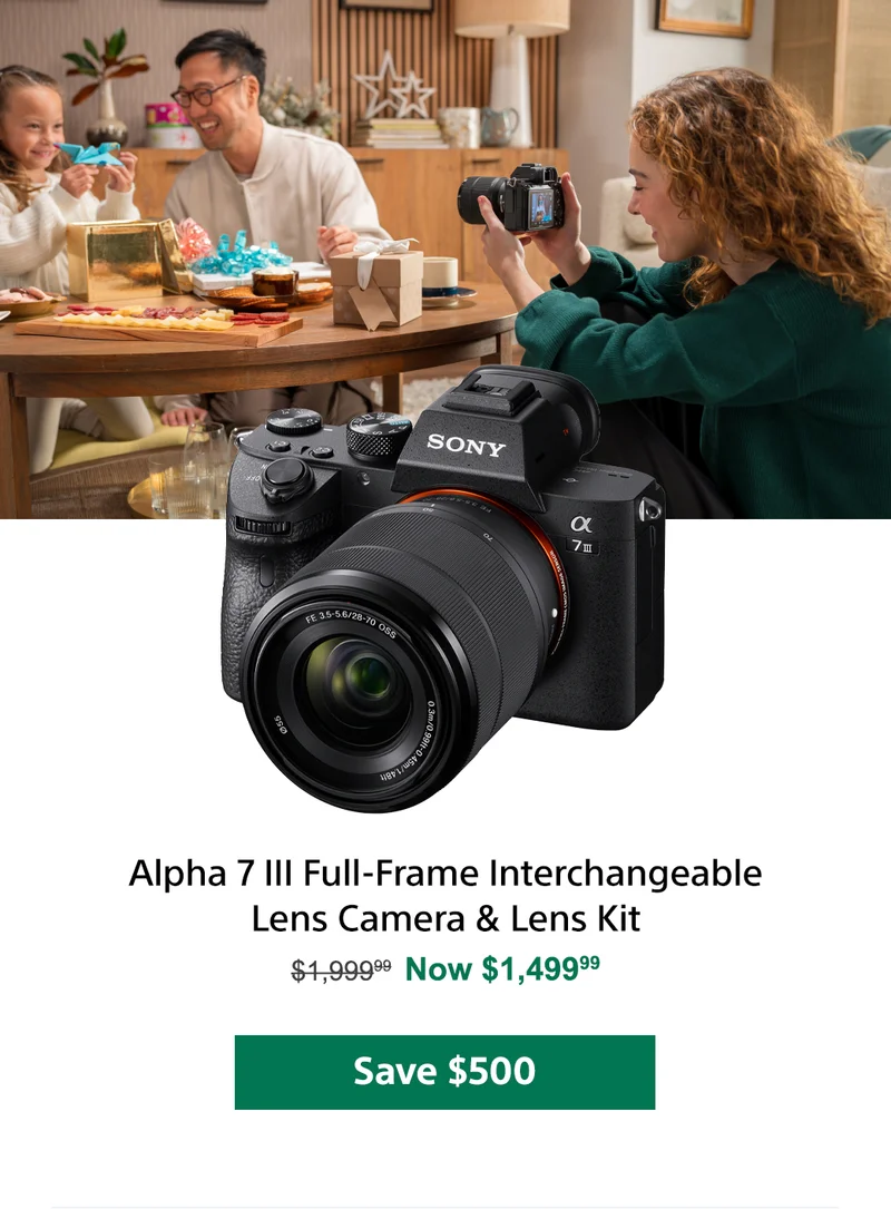 Alpha 7 III Full-Frame Interchangeable Lens Camera & Lens Kit | Save $500