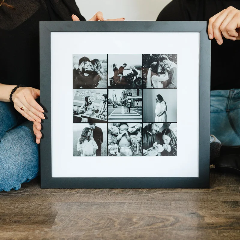 Framed collage of family.