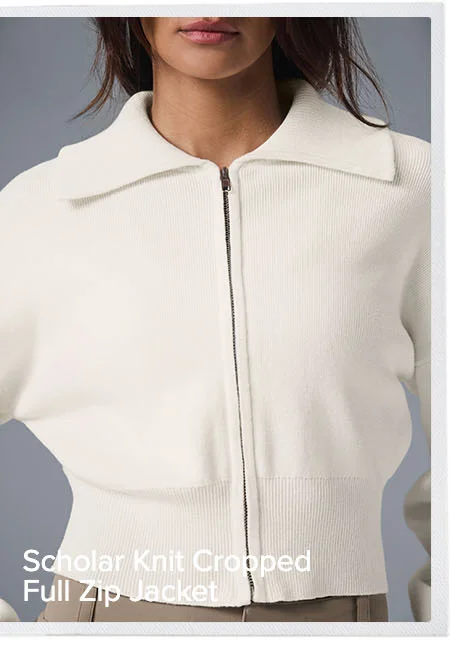 SCHOLAR KNIT CROPPED FULL ZIP JACKET