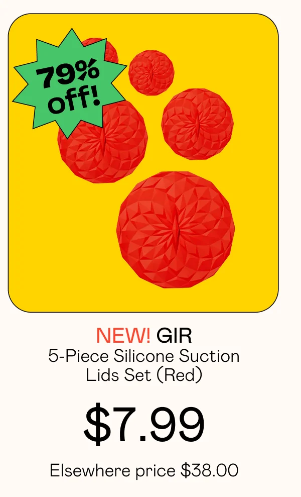 5-Piece Silicone Suction Lids Set - Red