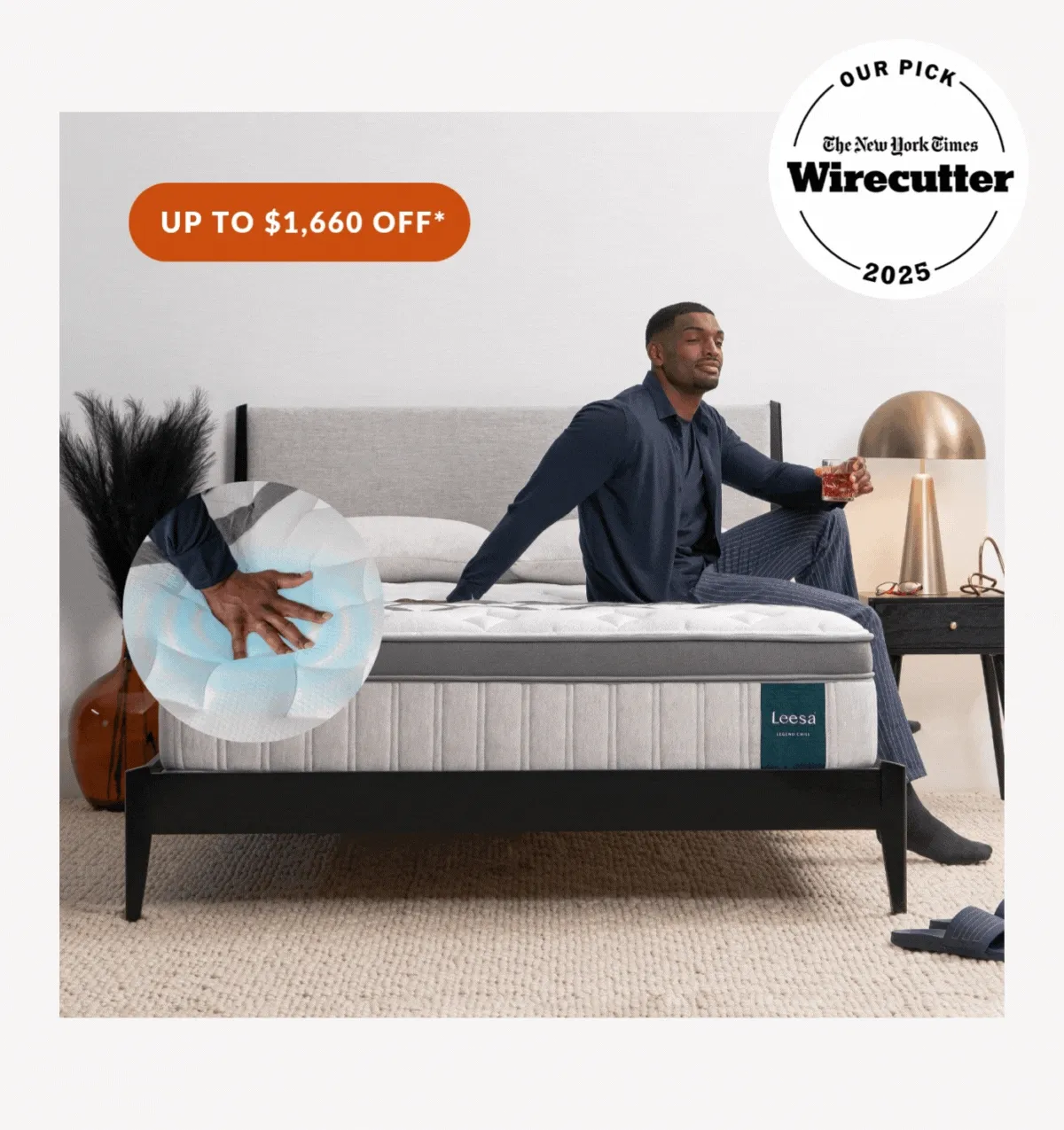 Image of the Luxurious Legend Chill Hybrid Mattress NEW YORK TIMES discount code PICK 2025 Badge