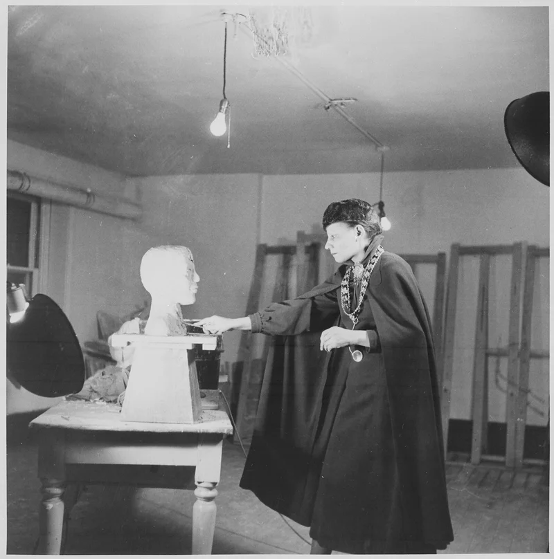 Photograph of Nancy Elizabeth Prophet sculpting