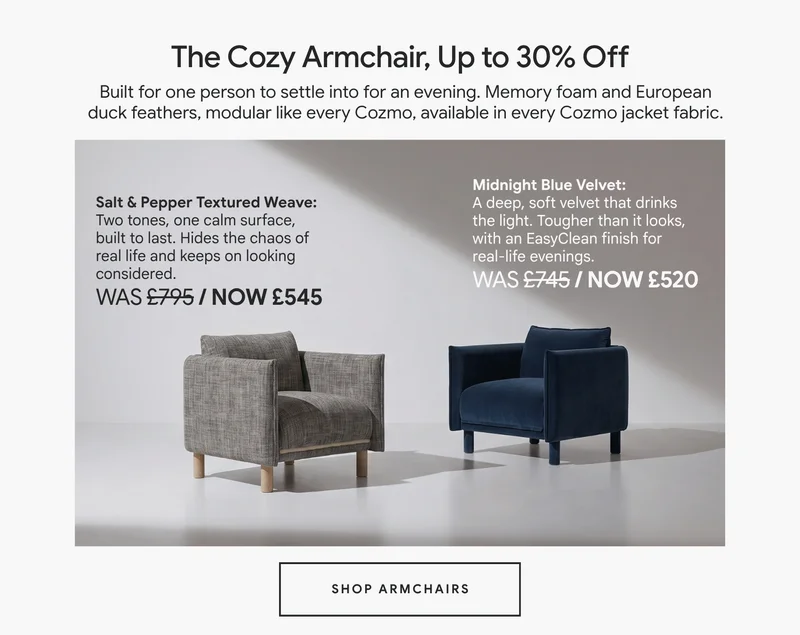 The Cozy Armchair - up to 30% off in the Summer Sale