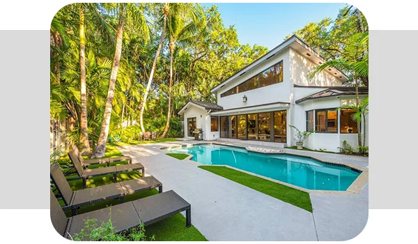A luxurious private home rental with modern design awaits in Miami Beach, Florida.