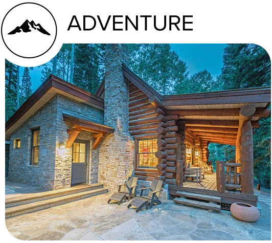 Experience a private home rental surrounded by lush forests, perfect for outdoor celebrations.