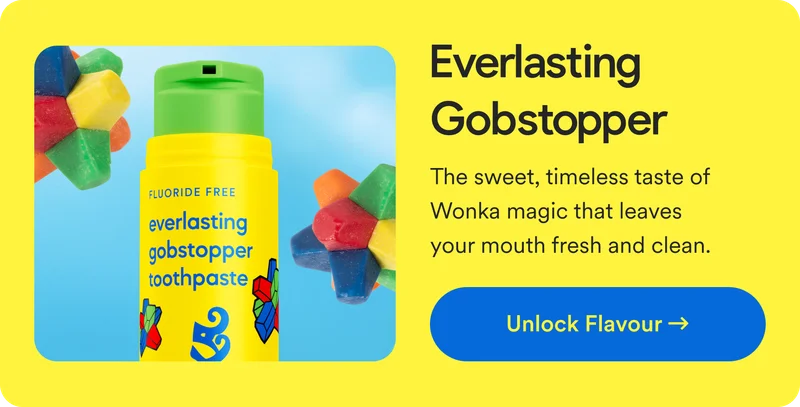 Everlasting Gobstopper. The sweet, timeless taste of Wonka magic that leaves your mouth fresh and clean. Unlock Flavour.