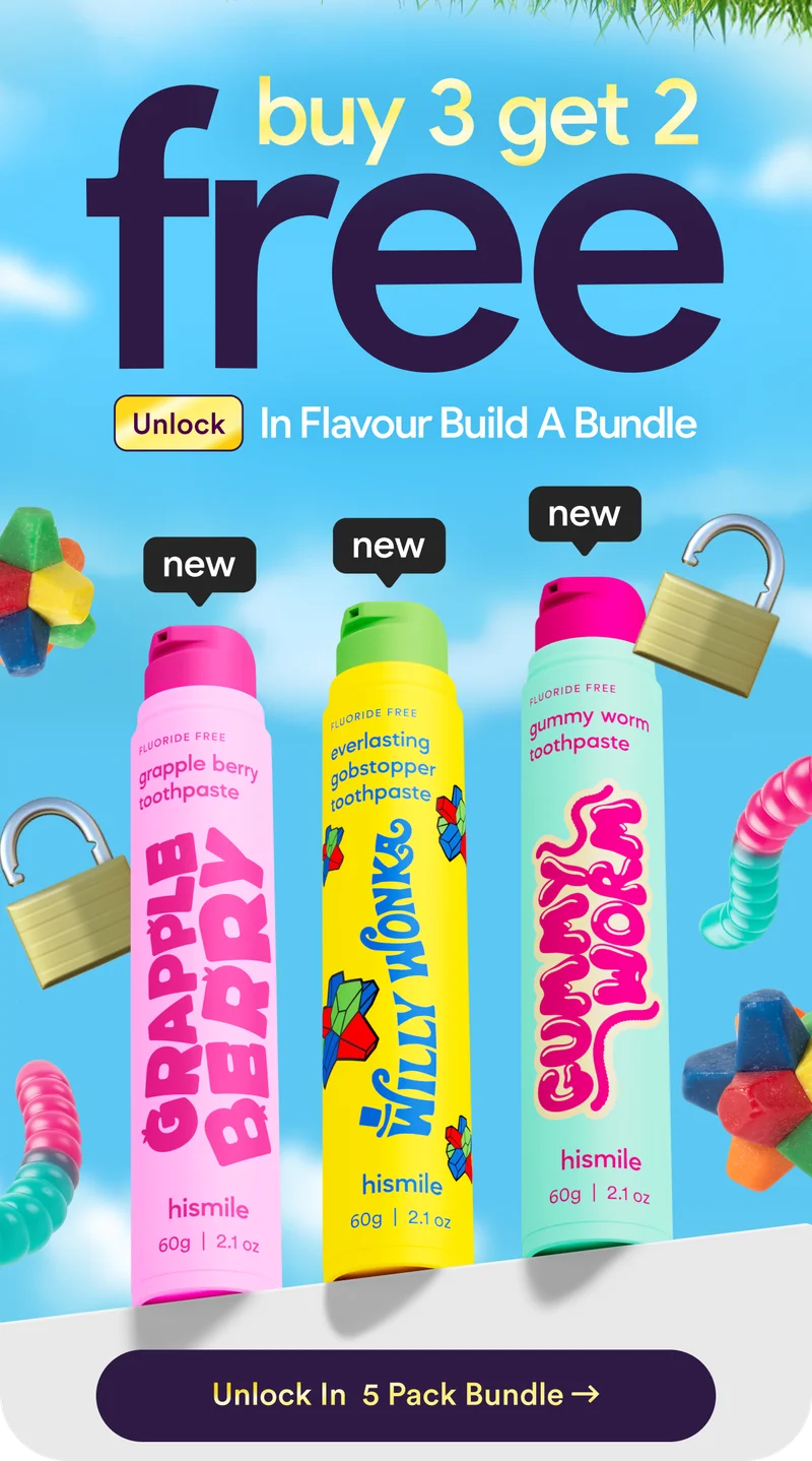 Buy 3 get 2 free! Unlock in the flavour build a bundle. Grapple Berry Toothpaste. Everlasting Gobstopper Toothpaste. Gummy Worm Toothpaste. Unlock in 5 pack bundle!