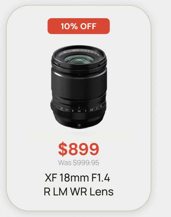 10% Off - $899 xf 18mm f1.4 r lm wr lens