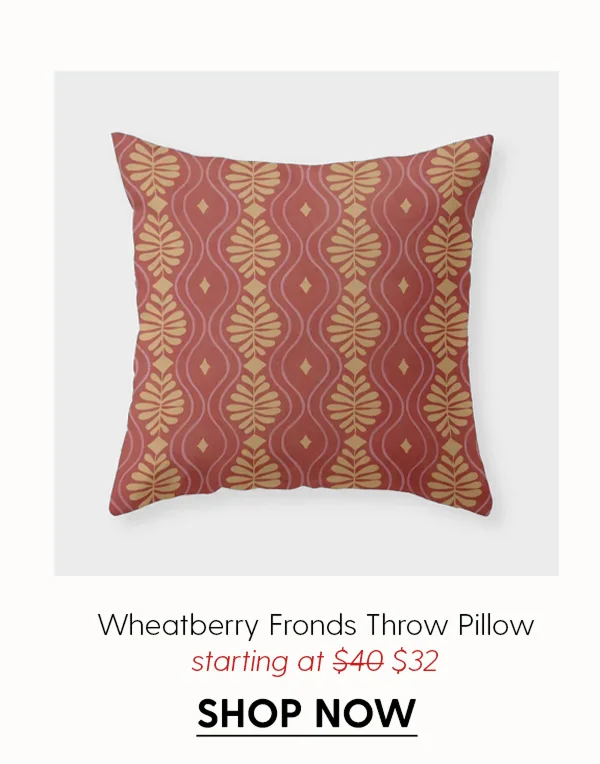 Wheatberry Fronds Throw Pillow