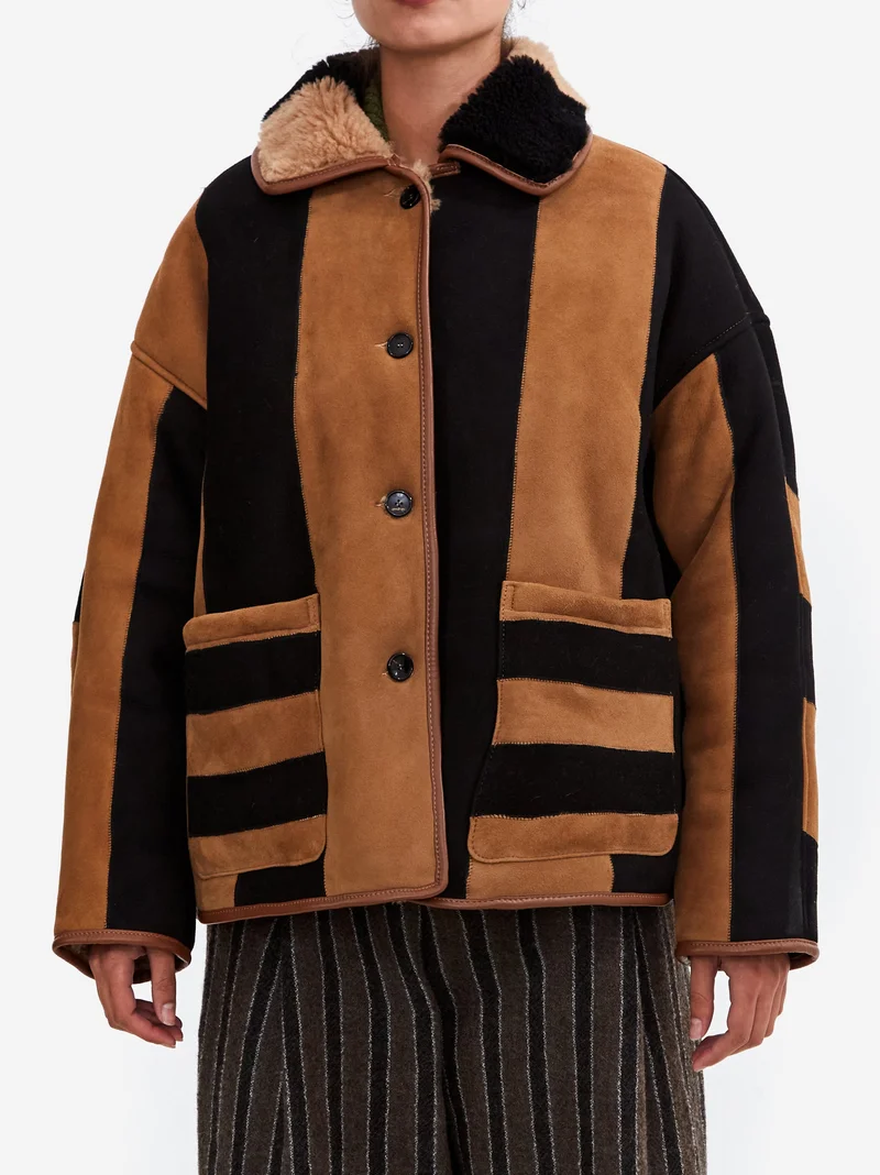 Image of Cawley Suede Avis Jacket - Black/Tan