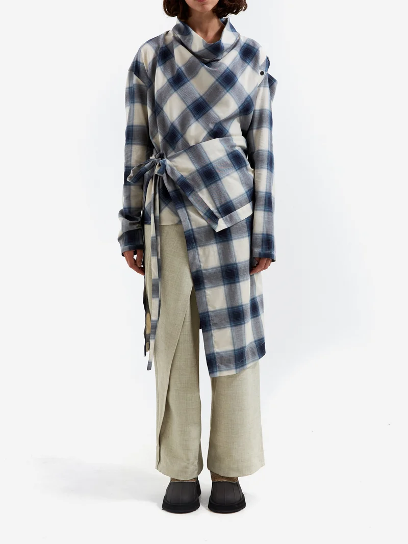 Image of epingler Cowl Wrap Long Skirts - Blue