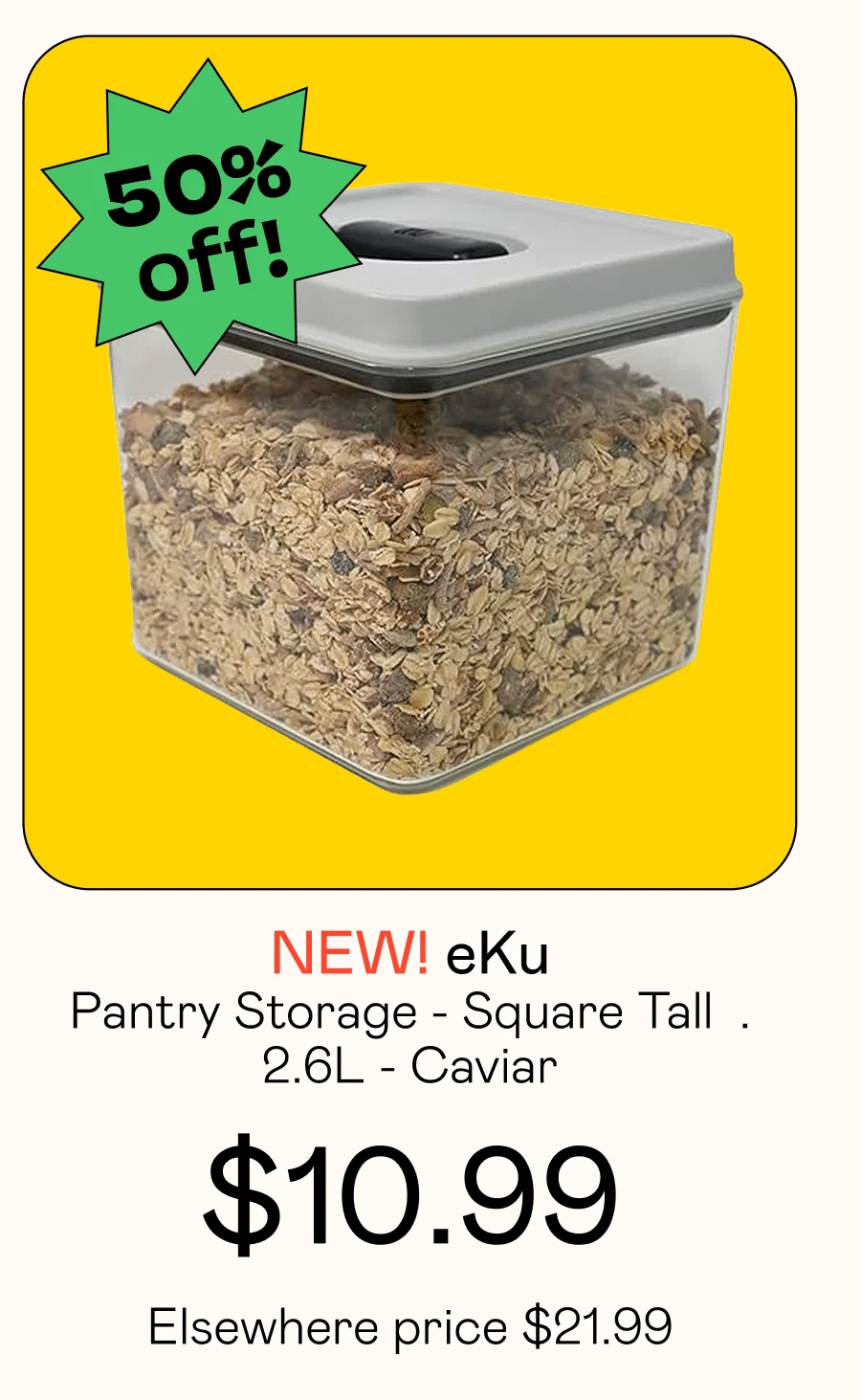 Pantry Storage - Square Tall - 2.6L - Caviar