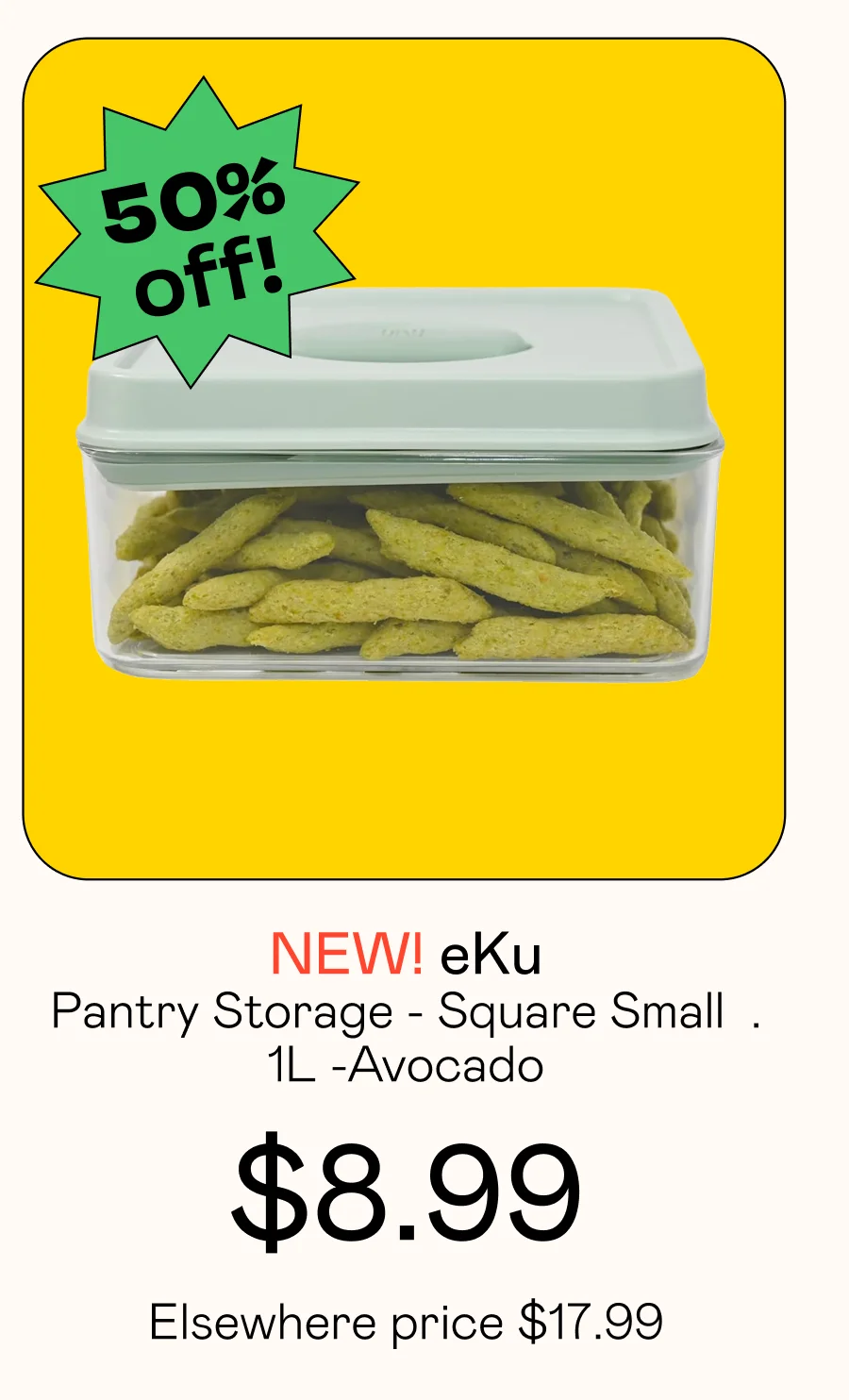 Pantry Storage - Square Small - 1L - Avocado