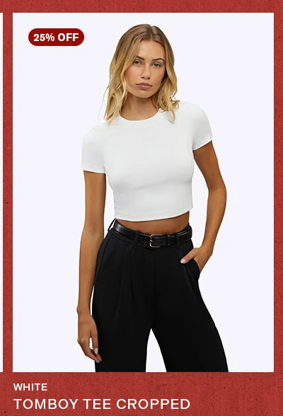 White Tomboy Tee Cropped