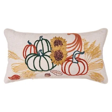 24" x 12" Autumn Botanical Cornucopia Throw Pillow by Valerie