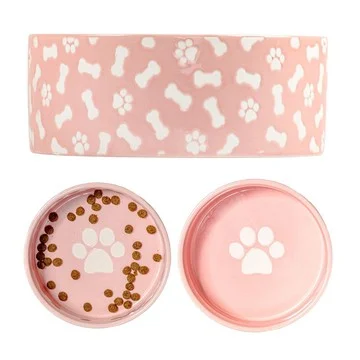 10 Strawberry Street Set of 2 Bone & Paw Pattern Pet Dishes