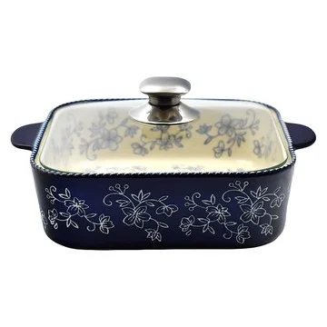 Temp-tations Floral Lace 2.5-qt Soft Square Baker w/ Cook & Look Lid