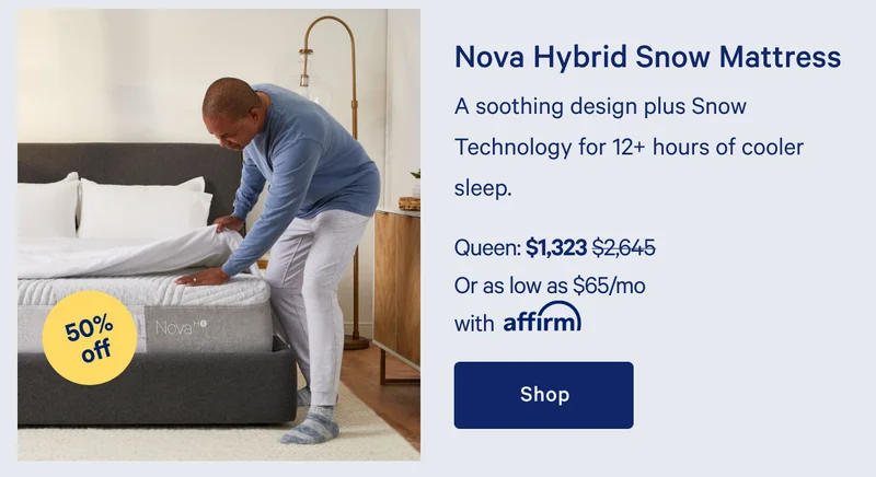 Nova Hybrid Snow Mattress >> A soothing design plus Snow Technology for 12+ hours of cooler sleep. >> Shop >>